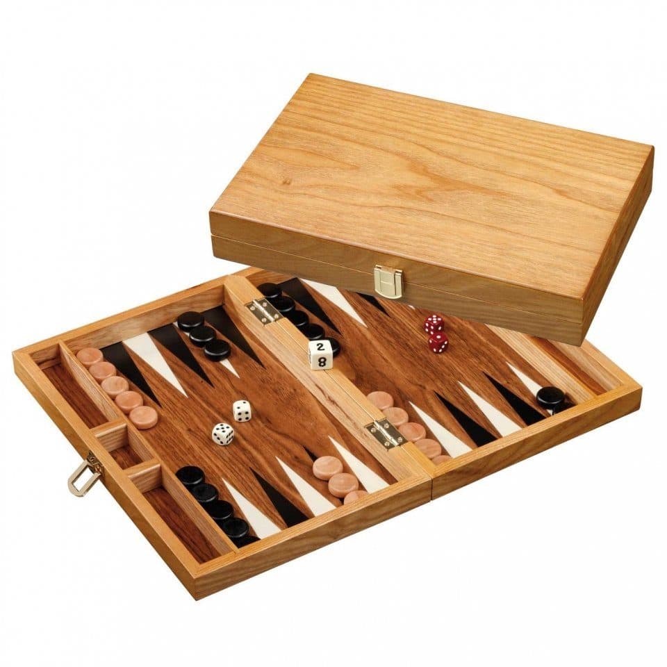 Philos Mathraki Backgammon Klein Eschenholz Stein