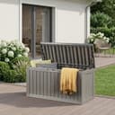 casa.pro Gartenbox Vades 300L abschließbar Hellgrau Holzoptik Bild 2