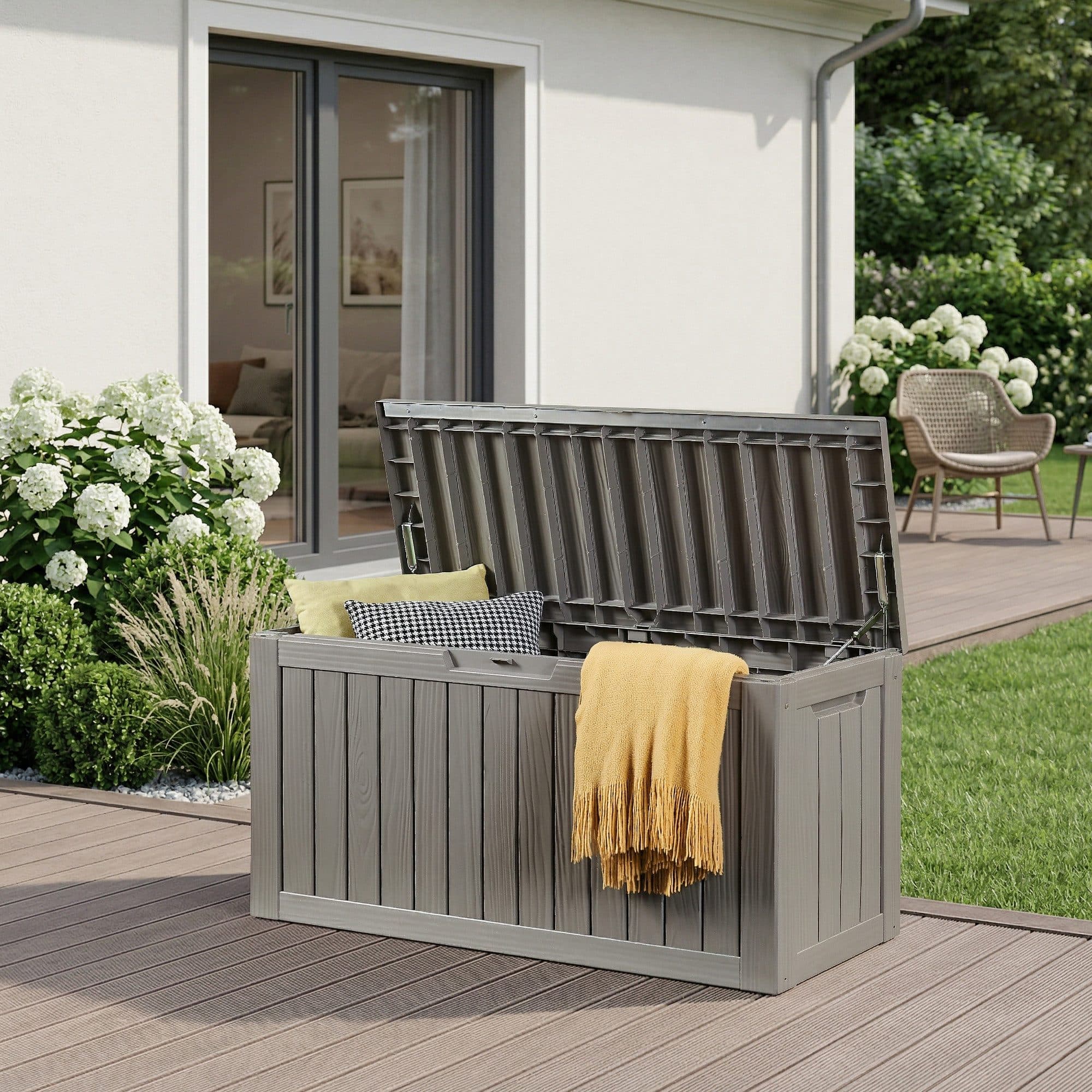 casa.pro Gartenbox Vades 300L abschließbar Hellgrau Holzoptik - Bild 2