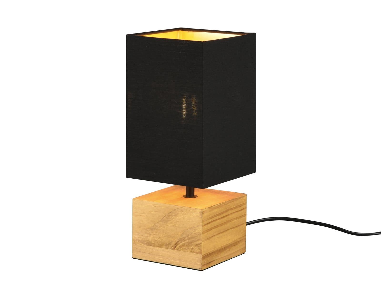 Reality Leuchten LED Nachttischlampe Dimmfunktion LED Warmweiß Holzfuß Schwarz Gold - Bild 2