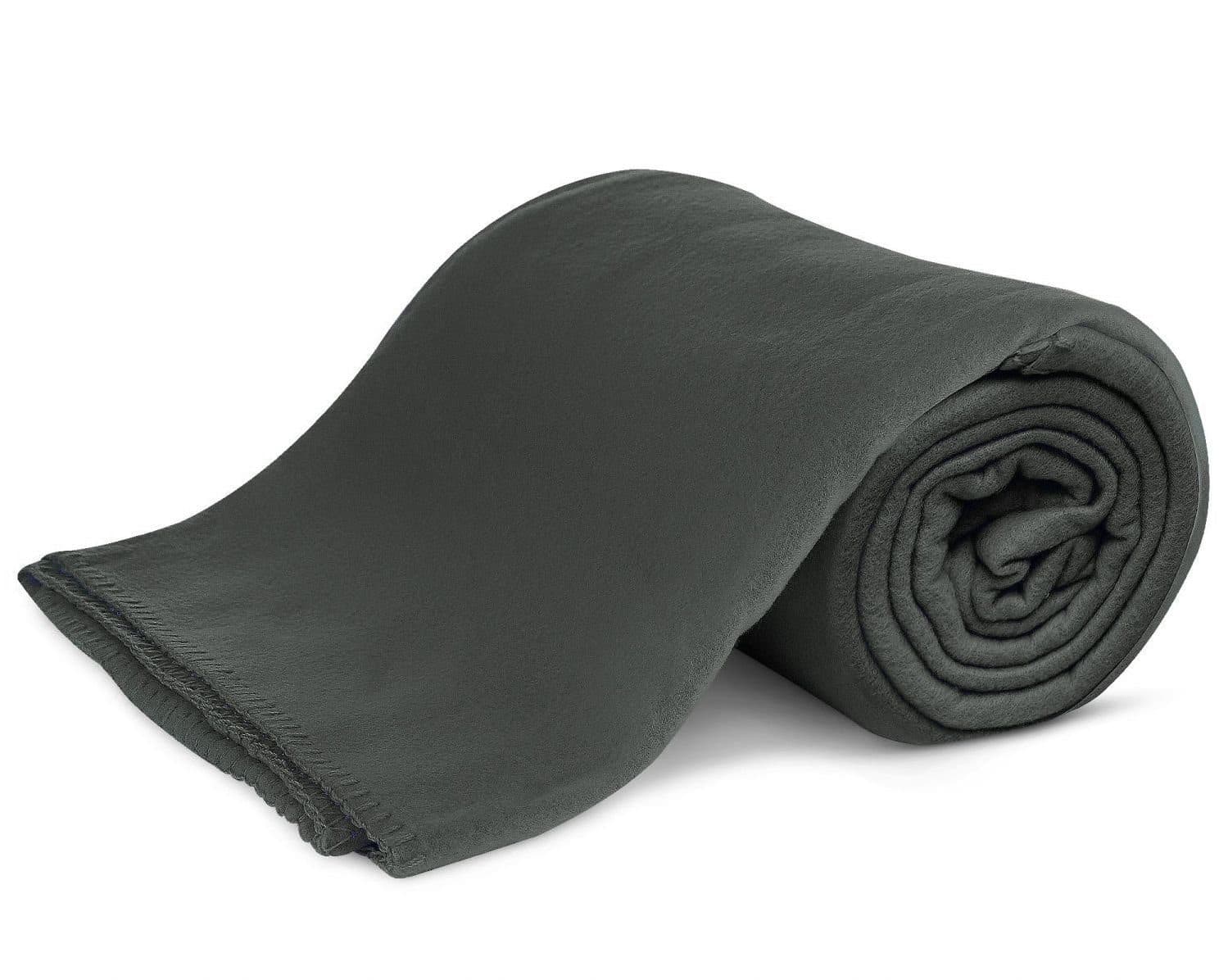 KiGATEX Wohndecke Polar-Fleece Grau Antipilling Zierstich