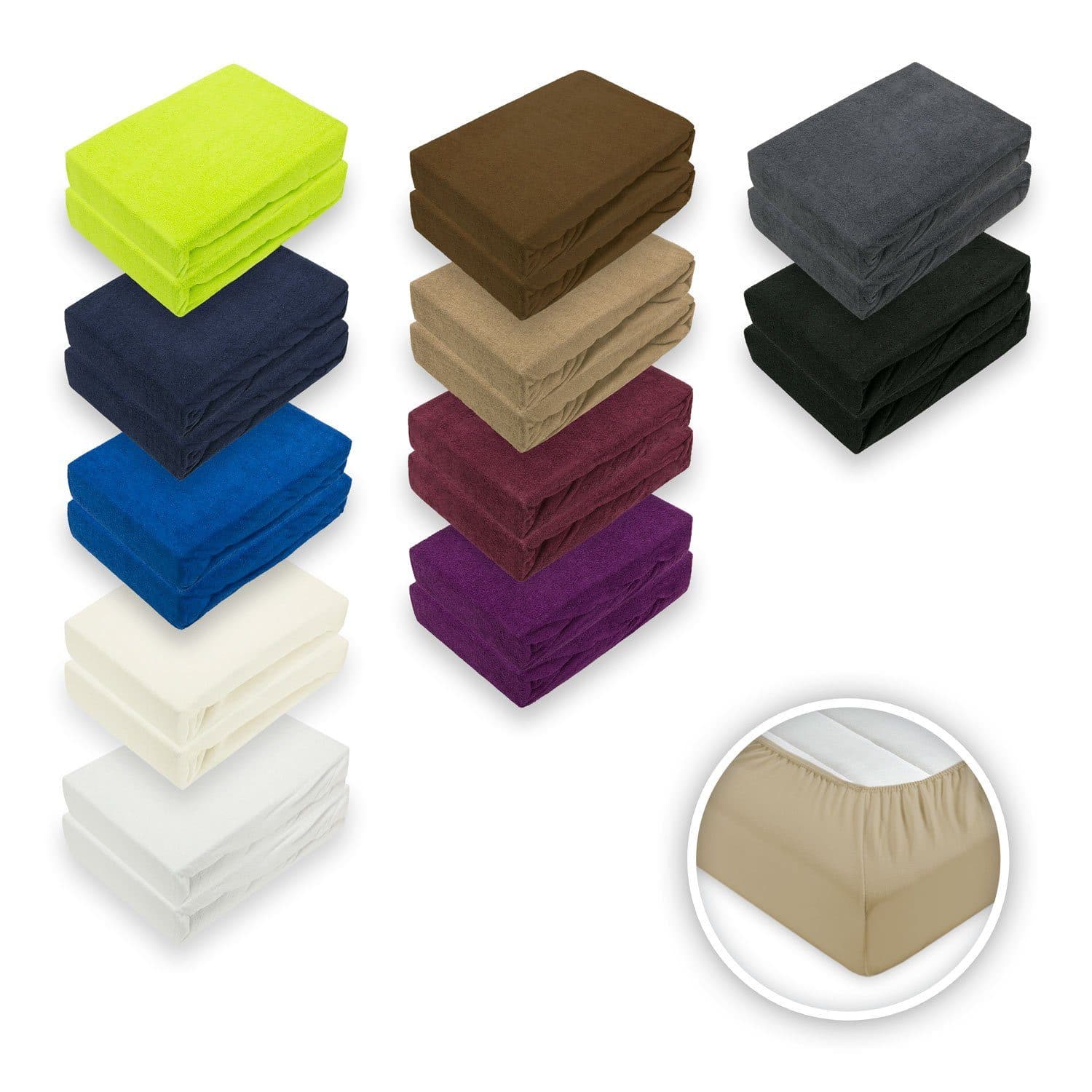 EXKLUSIV HEIMTEXTIL Spannbettlaken Doppelpack Grau Frottee - Bild 2