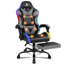 ALFORDSON Gaming-Stuhl Massagestuhl mit LED, ergonomischer Schreibtischstuhl mit 150° Neigung, Einziehbare Fußstütze, PU-Leder, Höhenverstellbar, 180 kg Tragkraft Bild 2