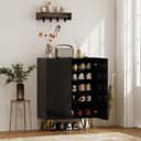 HOMCOM Schuhschrank Schwarz 15-20 Paar Spanplatte Stahlbeine Bild 2