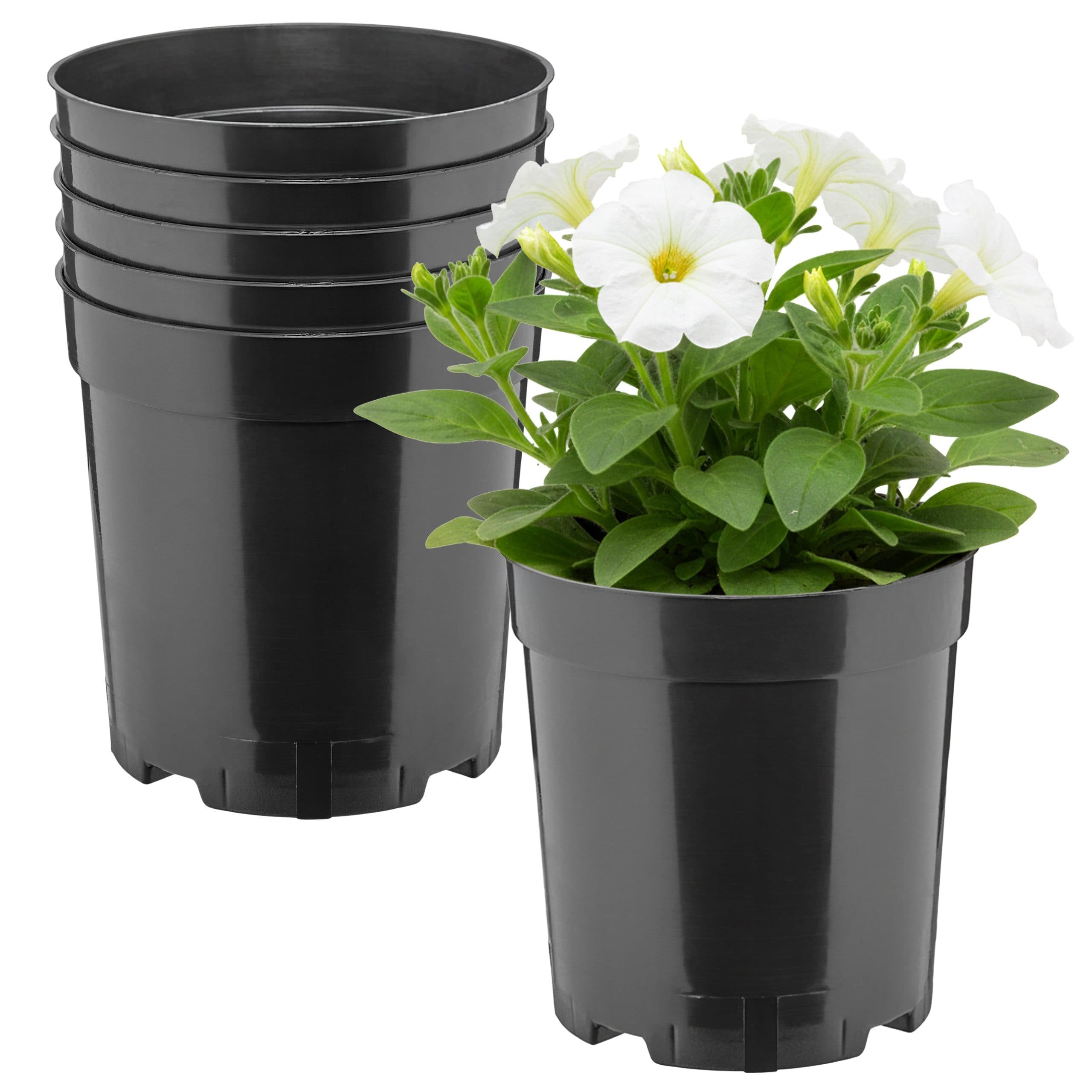 Garronda Blumentopf rund hoch Kunststoff mit Drainagelöchern (5er Set)