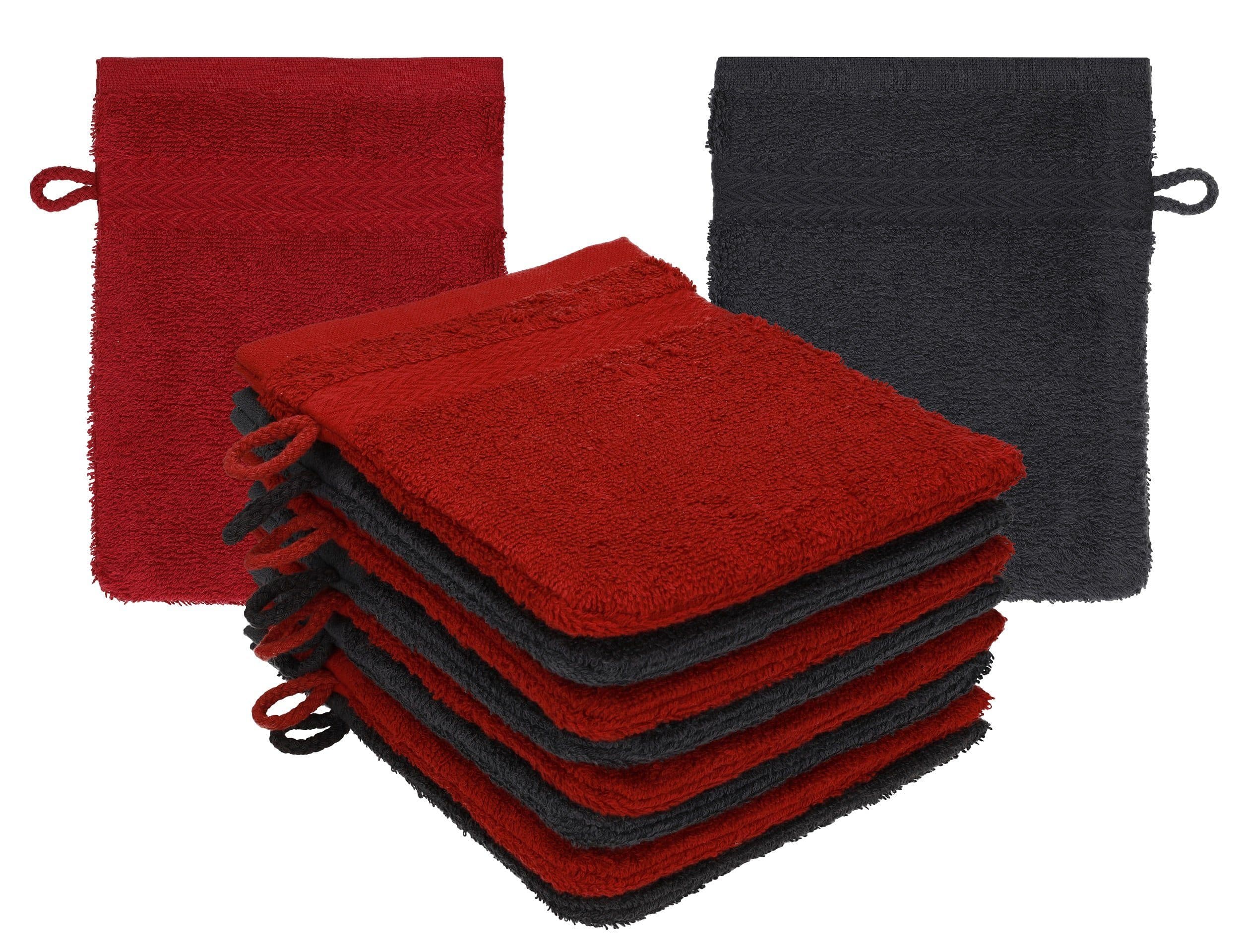 Betz Waschhandschuhe PREMIUM 100% Baumwolle 16x21 cm Rubinrot und Graphit - Bild 2