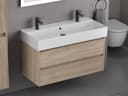 Aqua Bagno Badmöbel-Set 100 cm Eiche Gold Doppelwaschtisch Bild 2