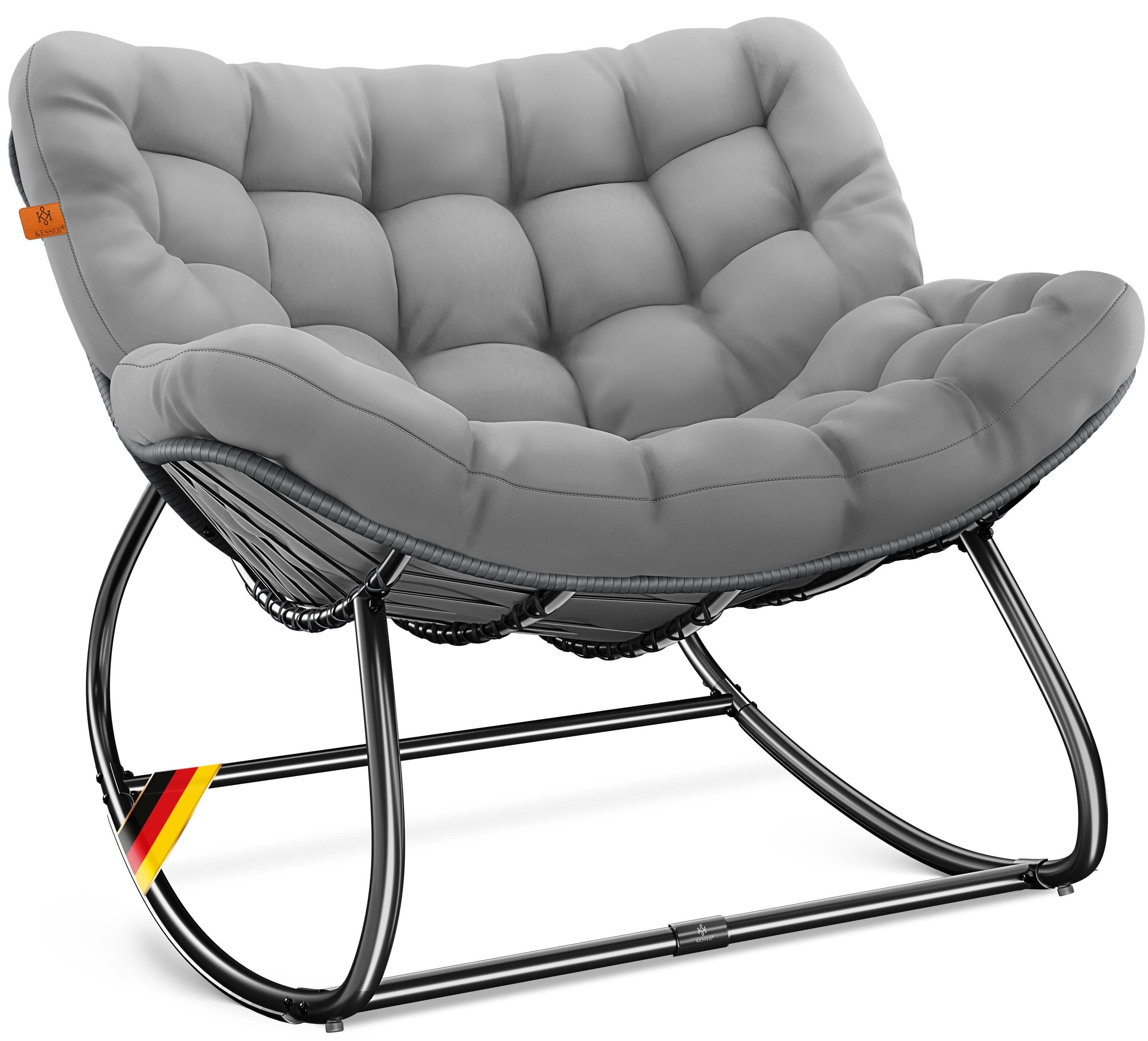KESSER Schaukelstuhl Grau Poly Rattan mit Kippfunktion - Bild 2