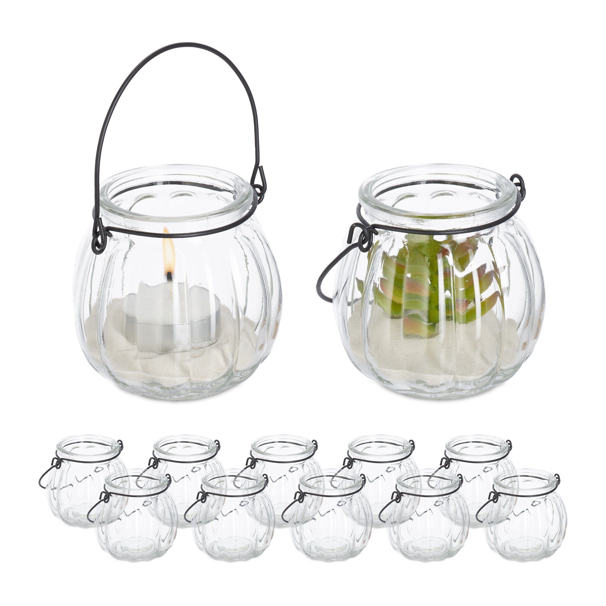 relaxdays Windlicht Glas 12er Set Transparent/Schwarz - Bild 2
