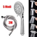 AIMAX Handbrause Duschkopf Set 5 Modi Silber mit 2m Schlauch Bild 2