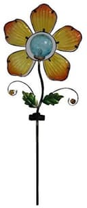 Luna24 Solar Gartenstecker Blume Gelb mit LED und Glas Bild 2