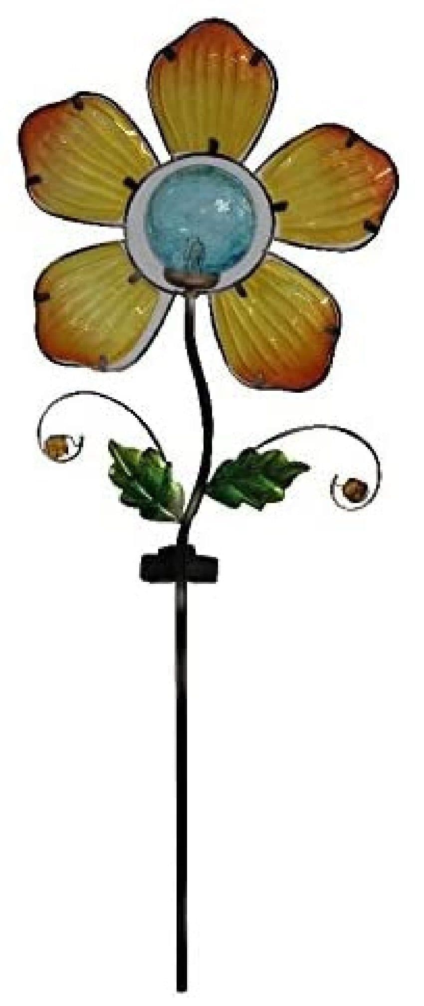 Luna24 Solar Gartenstecker Blume Gelb mit LED und Glas - Bild 2