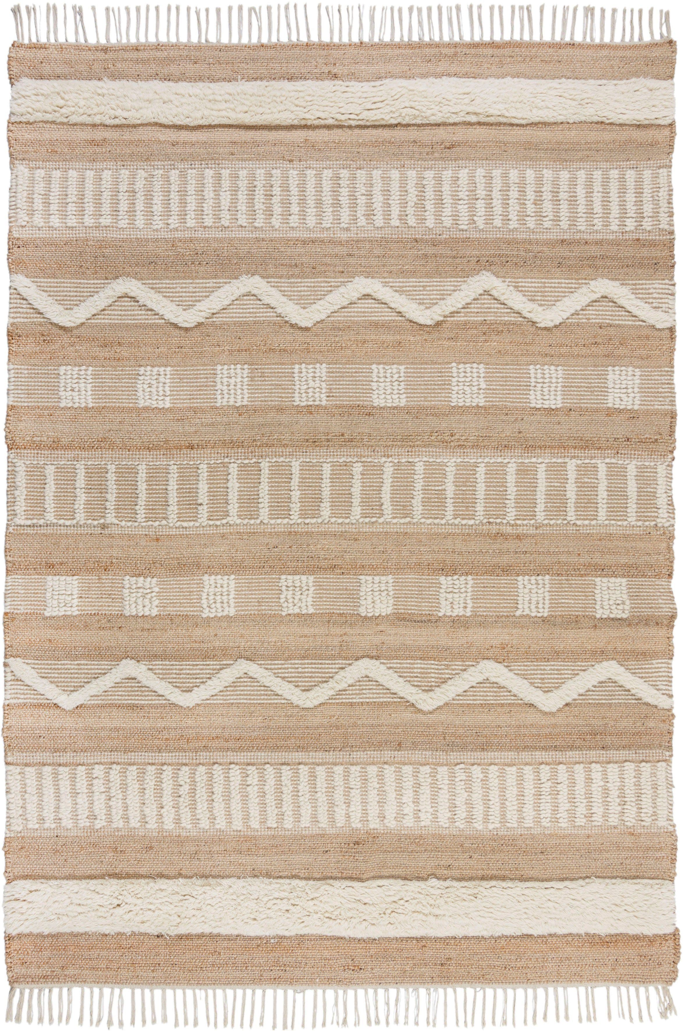 FLAIR RUGS Teppich Medina Beige Natur Streifenmuster Jute Wolle Baumwolle - Bild 2