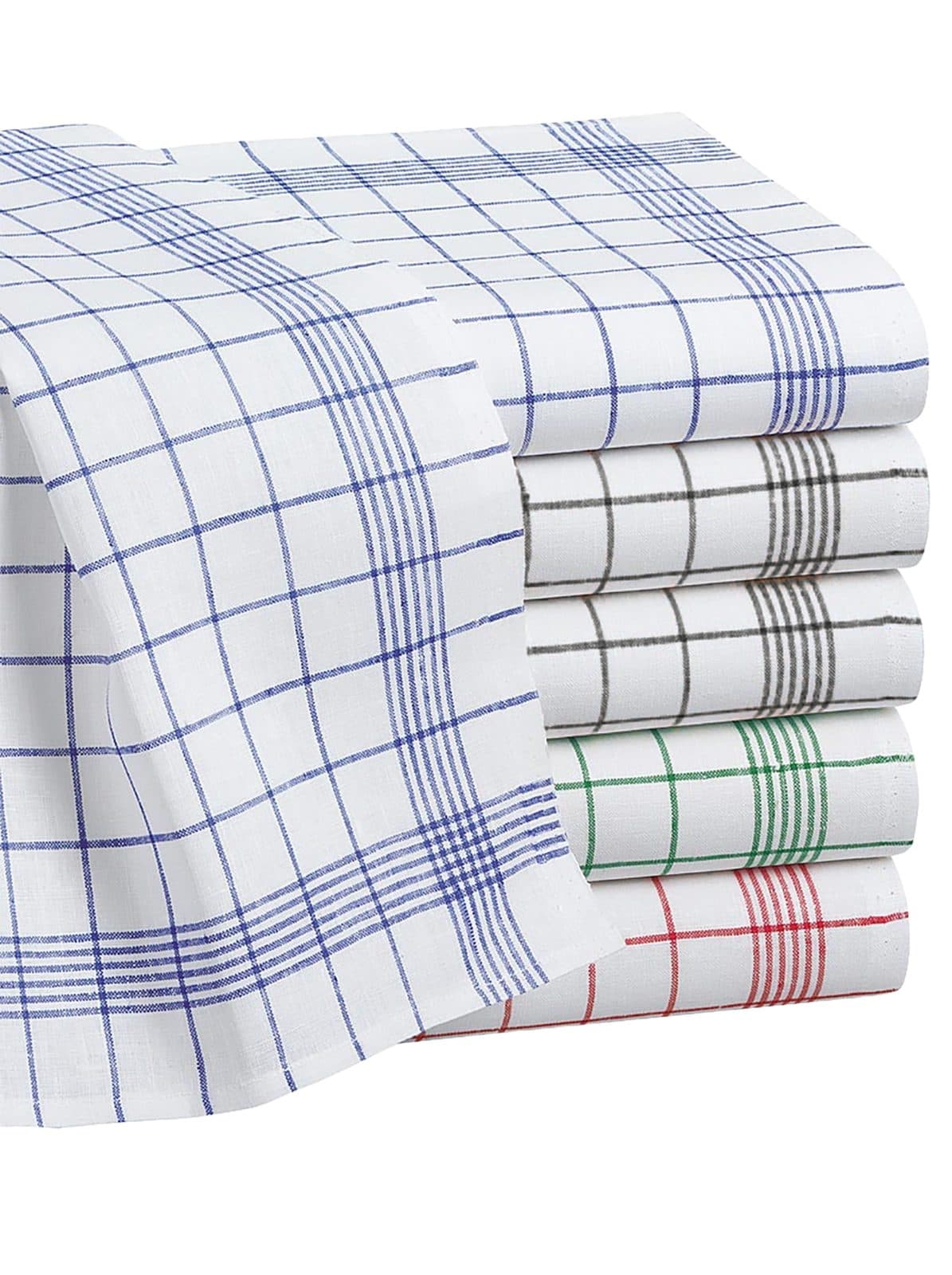 Zestri Geschirrtuch Halbleinen 10er Set Rot Blau Grau Modernes Design - Bild 2