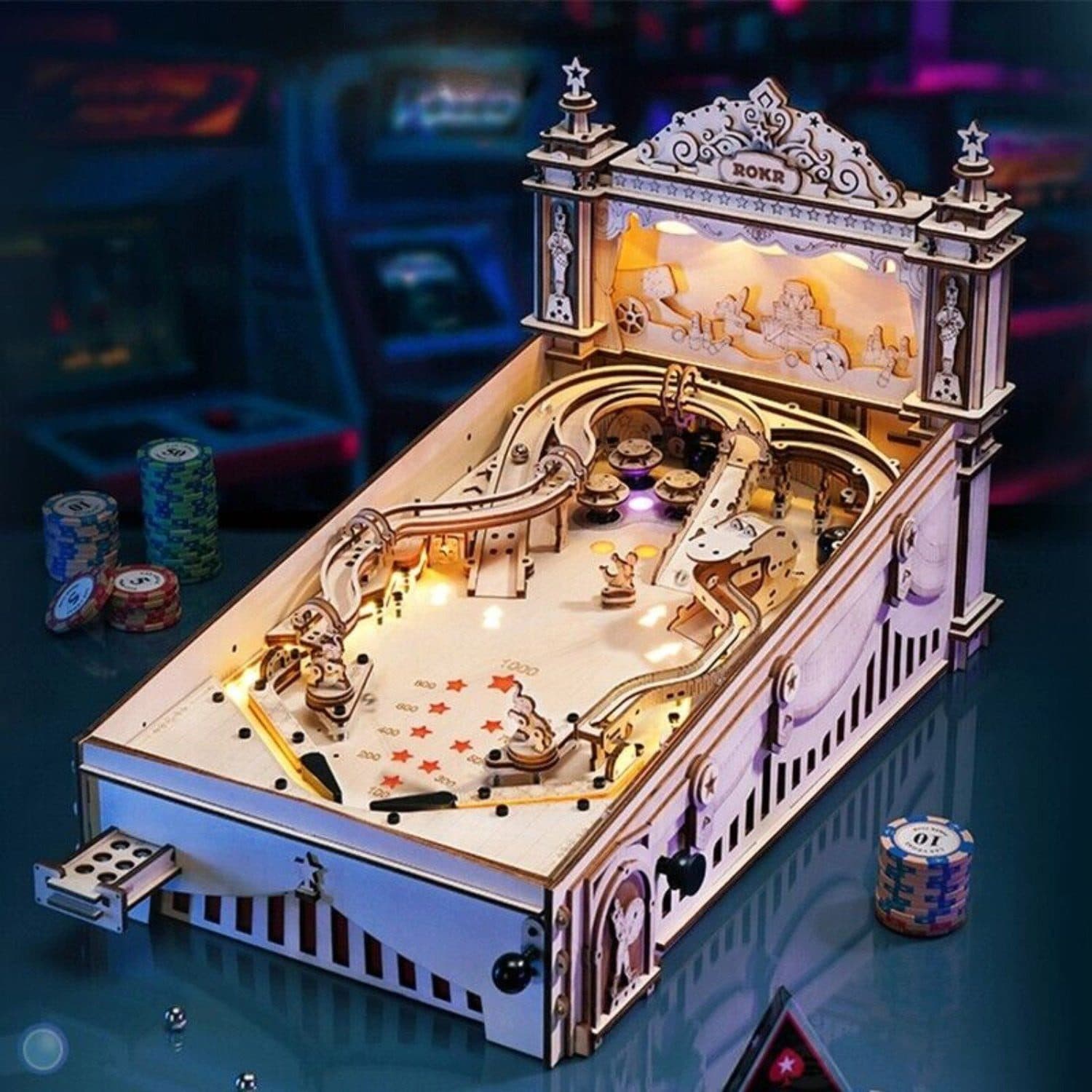 Robotime 3D Pinball Machine 3D Puzzle Bunt Holz - Bild 2