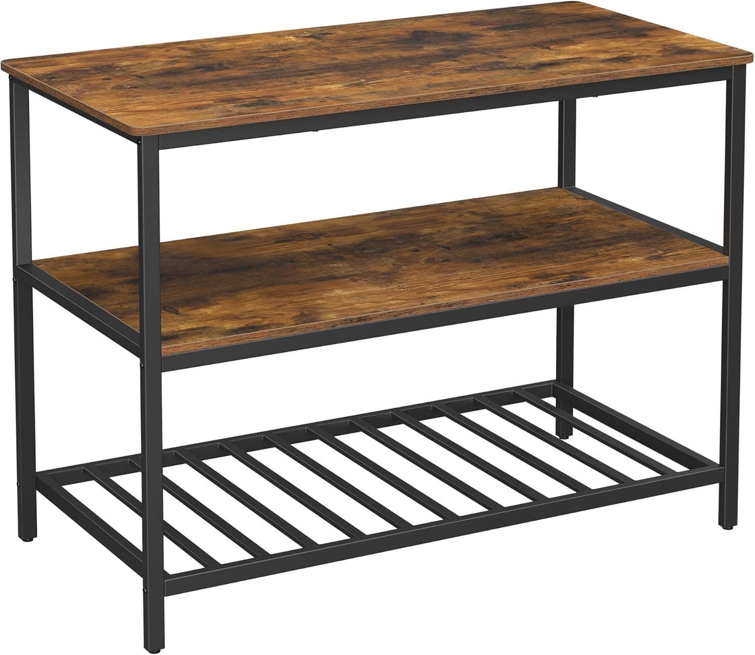 GarveeMore Standregal Küche 3 Ablagen Schwarz Metall Holz - Bild 2