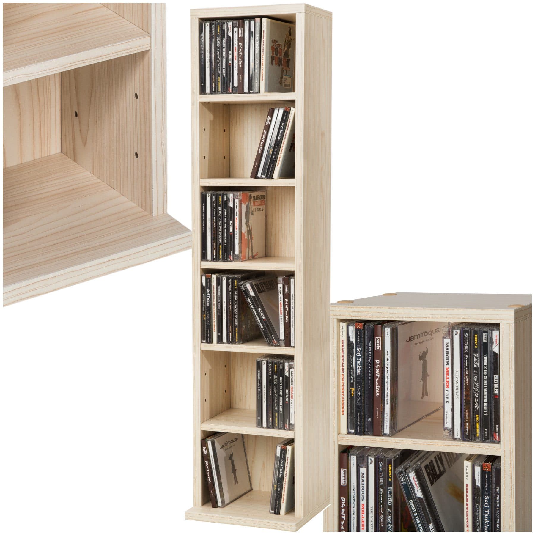 tectake CD-Regal Standregal in Holzoptik mit höhenverstellbaren Fächern - Bild 2