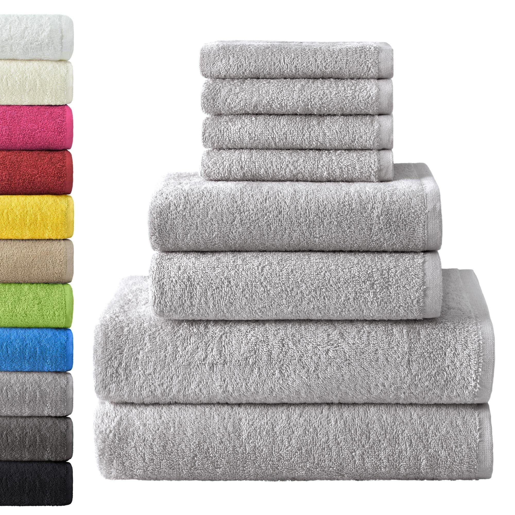 NatureMark Handtuch Set 8 tlg. Frottier 100% Baumwolle Silber grau - Bild 2