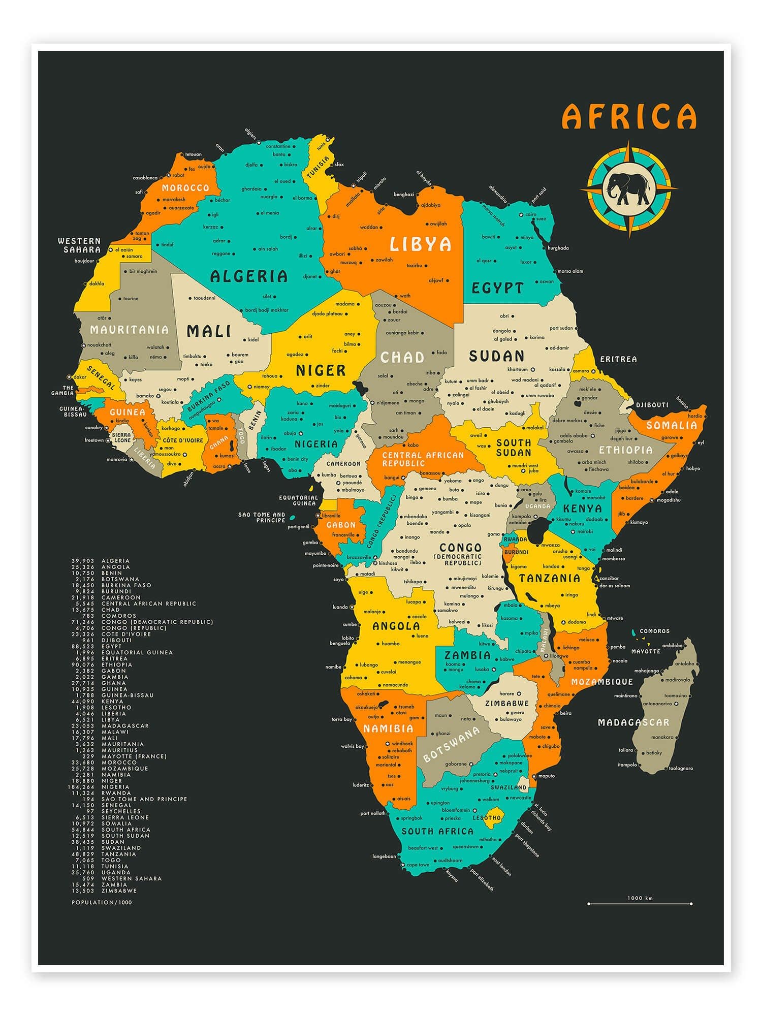 Posterlounge Wandbild Afrika-Karte Poster Bunt - Bild 2