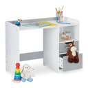 relaxdays Kinderschreibtisch mit Schubladen Weiß/Grau Bild 2