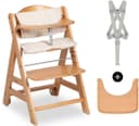HAUCK Hochstuhl Beta+ mit Holzrädern Beige Buchenholz Bild 2