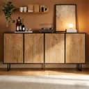 KLAM HOME Sideboard 160cm Naturholz Schwarz mit 4 Türen Bild 2