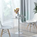 HOMCOM Esstisch rund Glas Metallgestell Silber Bild 2