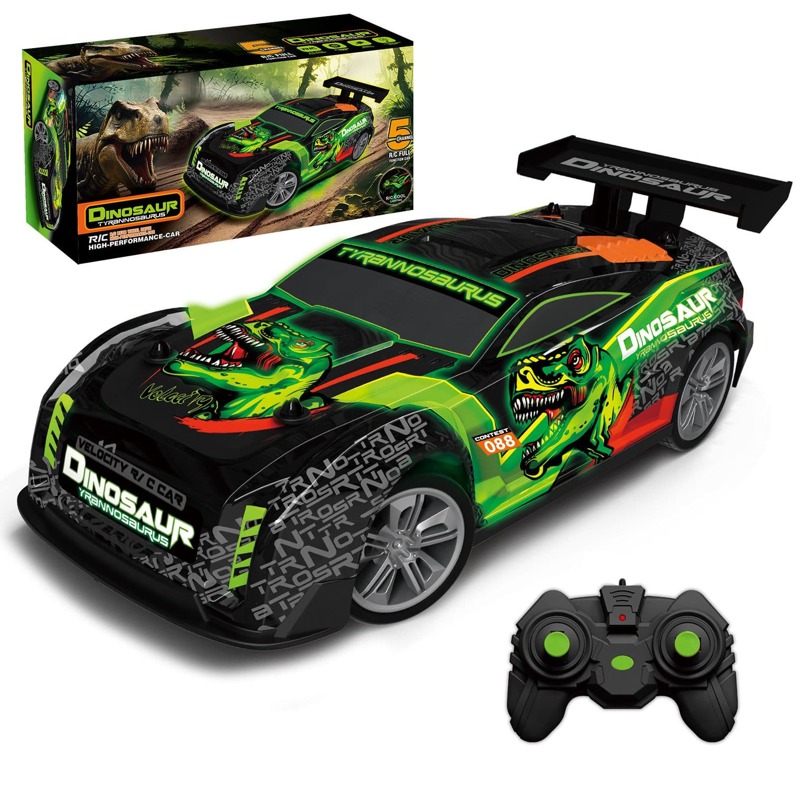 Esun RC-Auto Ferngesteuertes Dinosaurier Auto mit LED-Leuchten 1:18 - Bild 2
