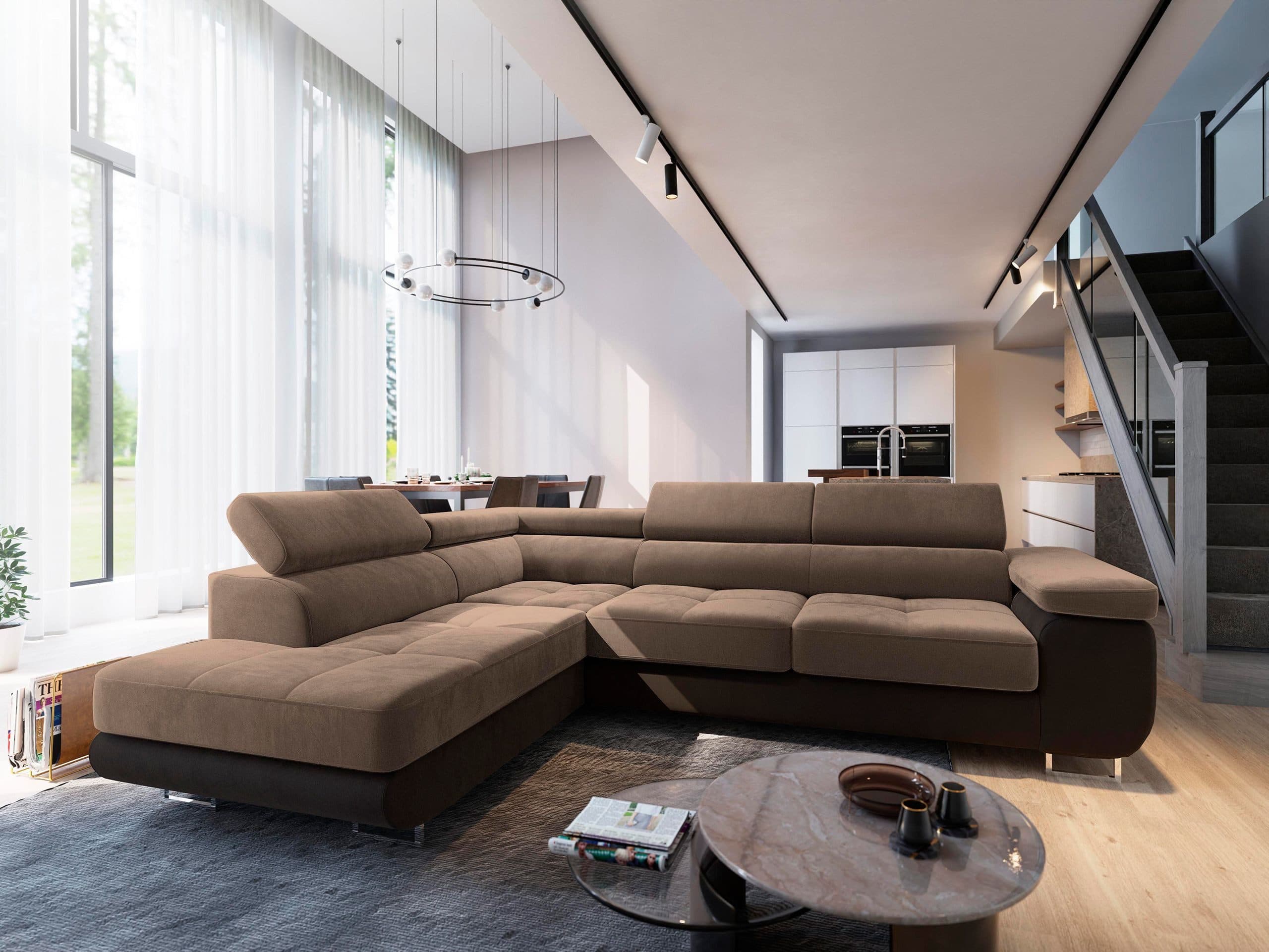 Masseno Ecksofa SELVA L-Form mit Schlaffunktion und Bettkasten Beige - Bild 2