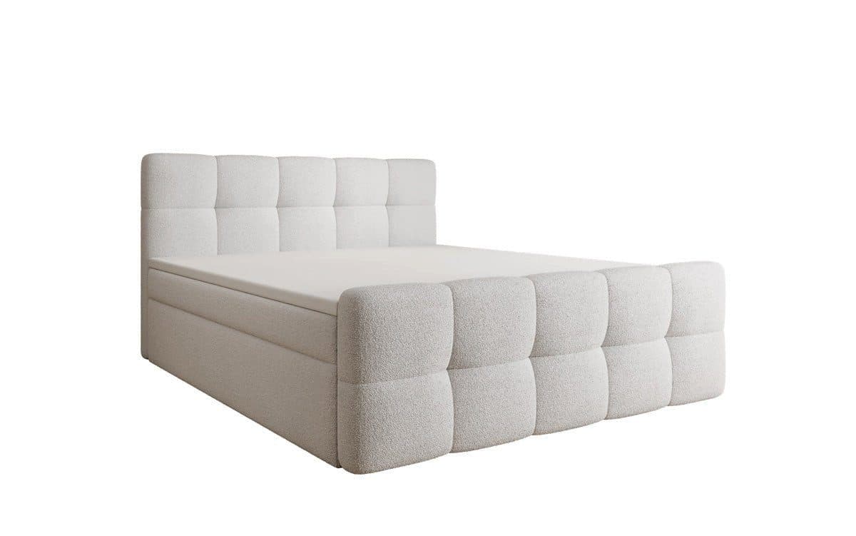 Luxusbetten24 Boxspringbett Cozy Weiß Teddy Bouclé mit Stauraum & Topper - Bild 2