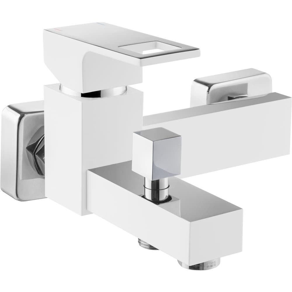 Lomadox Wannenarmatur ANEMON-30 Wandmontage Weiß Silber