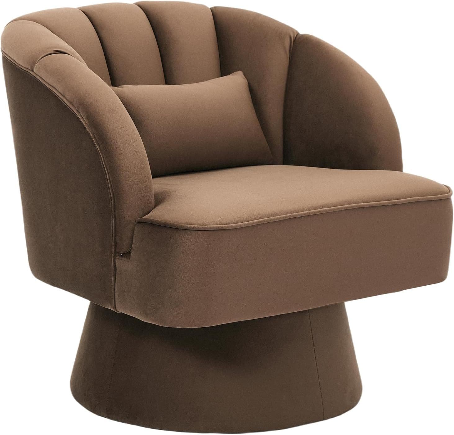 GarveeMore Sessel 360° drehbar Braun Samtbezug Mid-Century - Bild 2