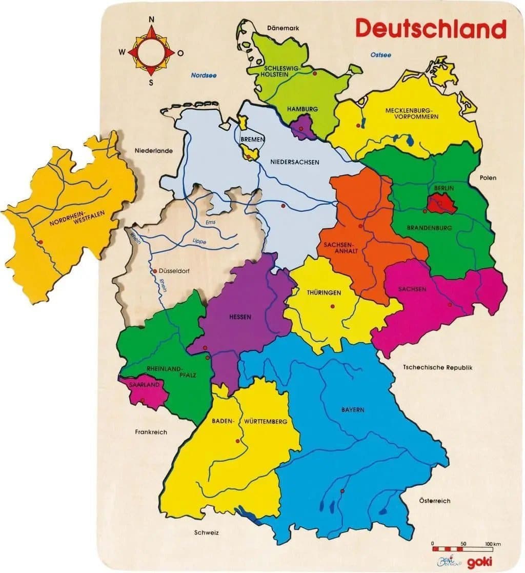 Gollnest & Kiesel Einlegepuzzle Deutschland II - 16 Puzzleteile