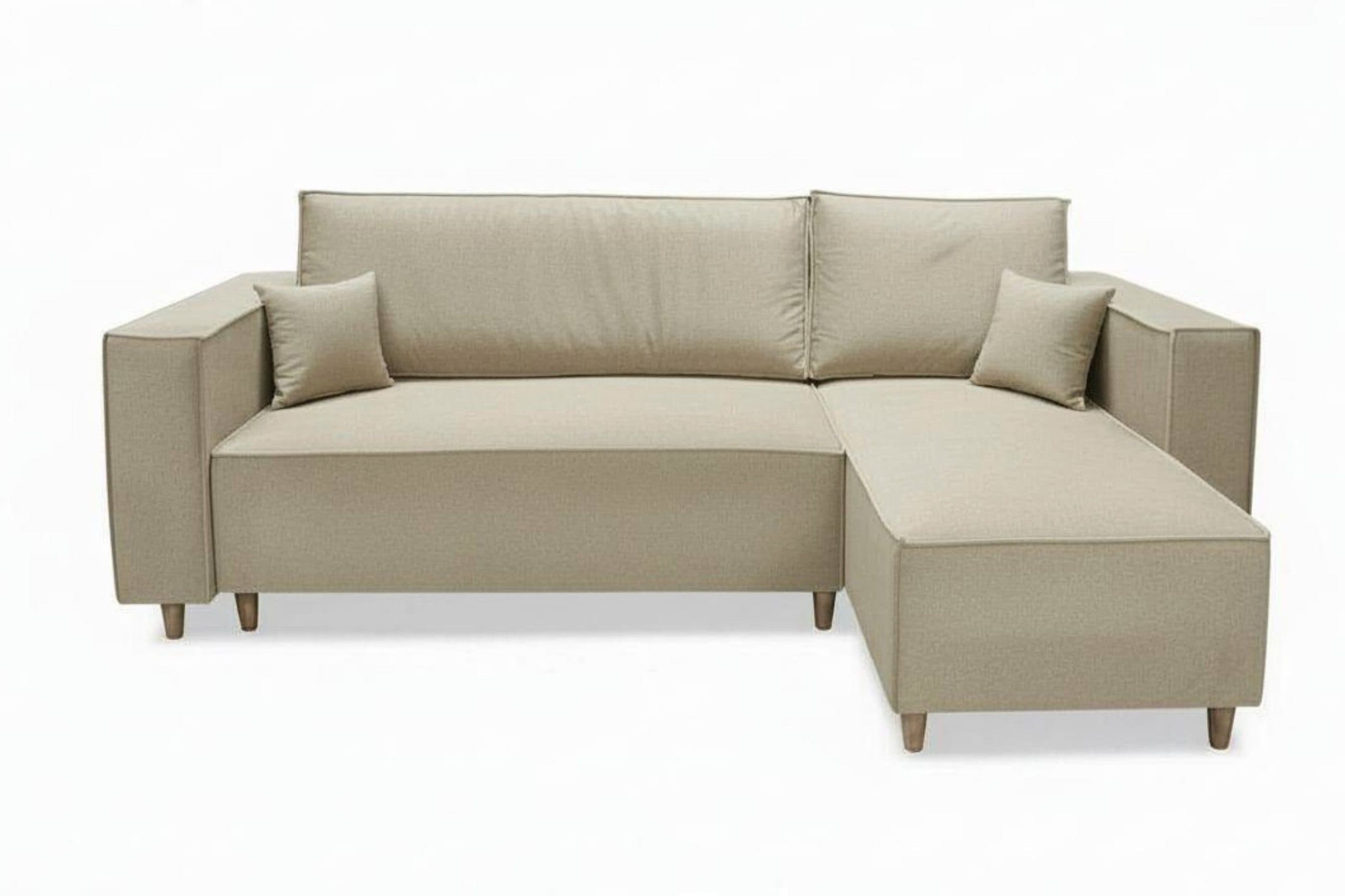 MARPUR Ecksofa RIO Beige Velourstoff mit Schlaffunktion und Bettkasten - Bild 2