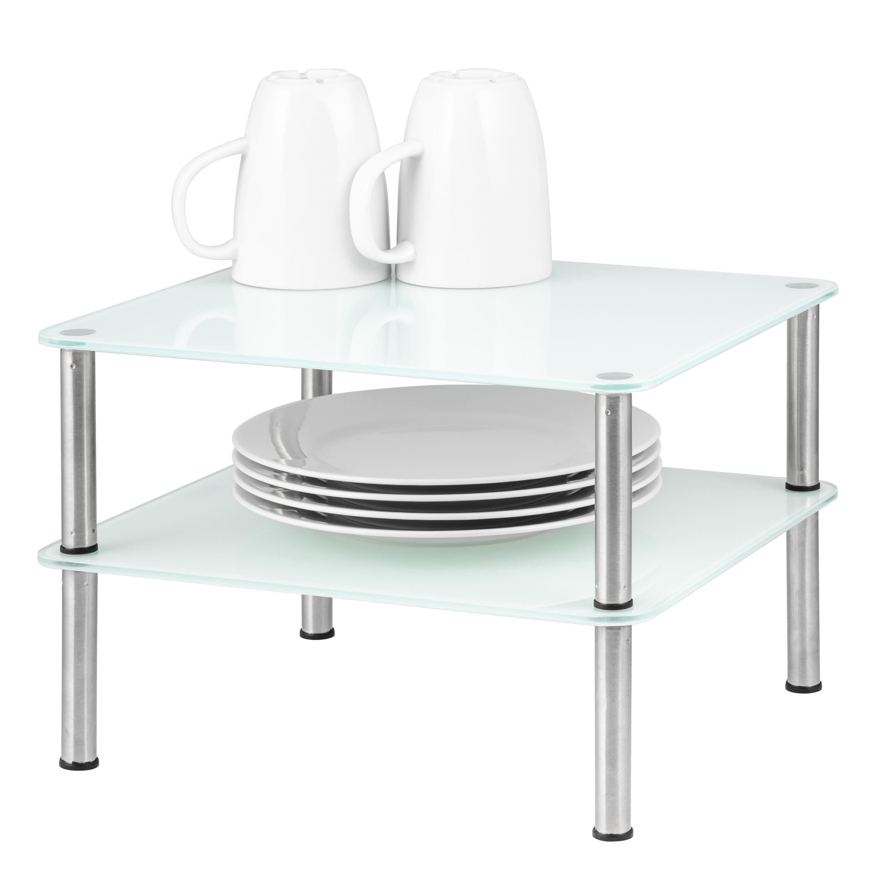 bremermann Küchenregal Glas 2 Ebenen Edelstahl Weiß - Bild 2