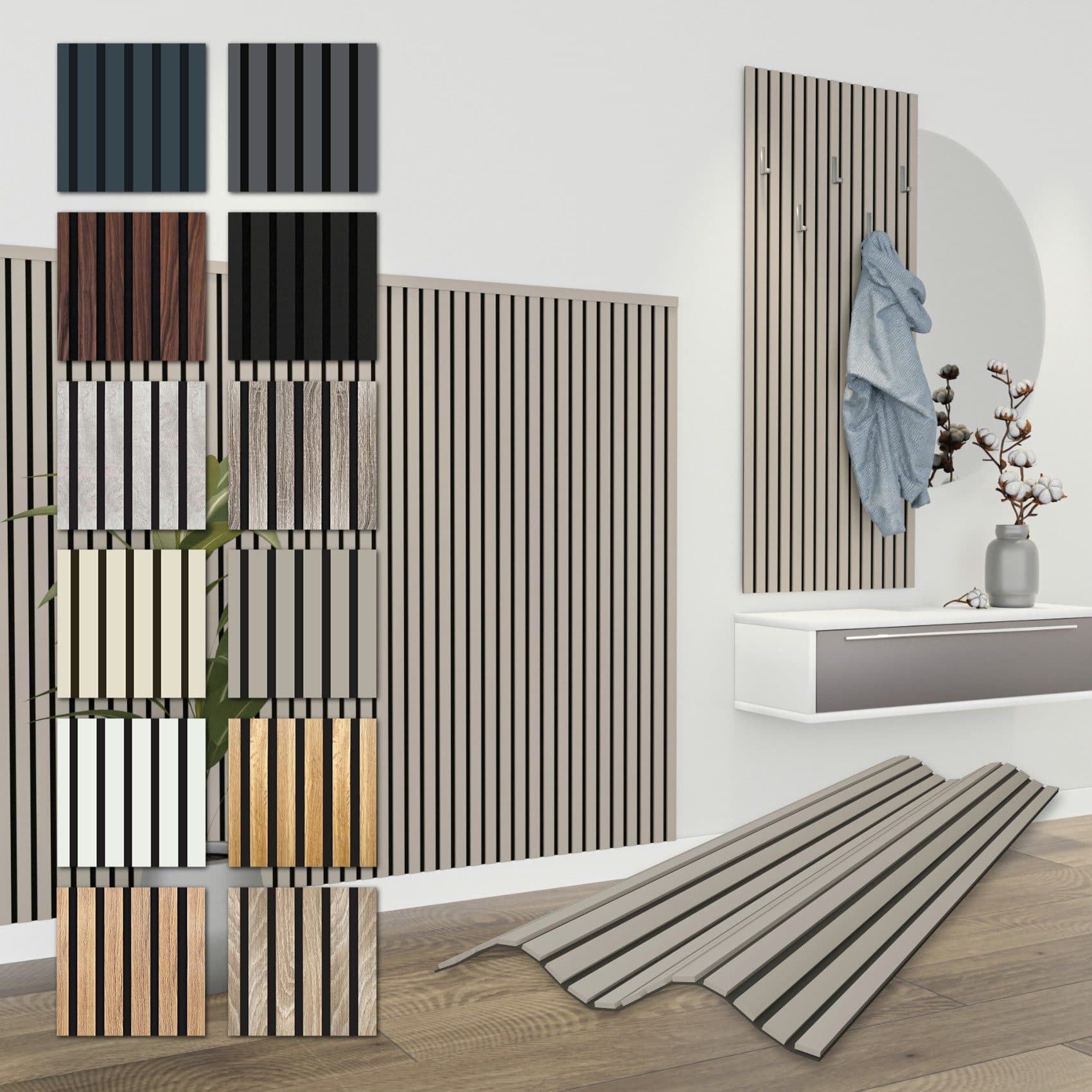 Hexim Akustikpaneele 8 Stück Sandgrey Flexibel Holzwerkstoff - Bild 2