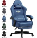 GTPLAYER Gaming-Stuhl Blau Stoff Ergonomisch mit Fußstütze Bild 2