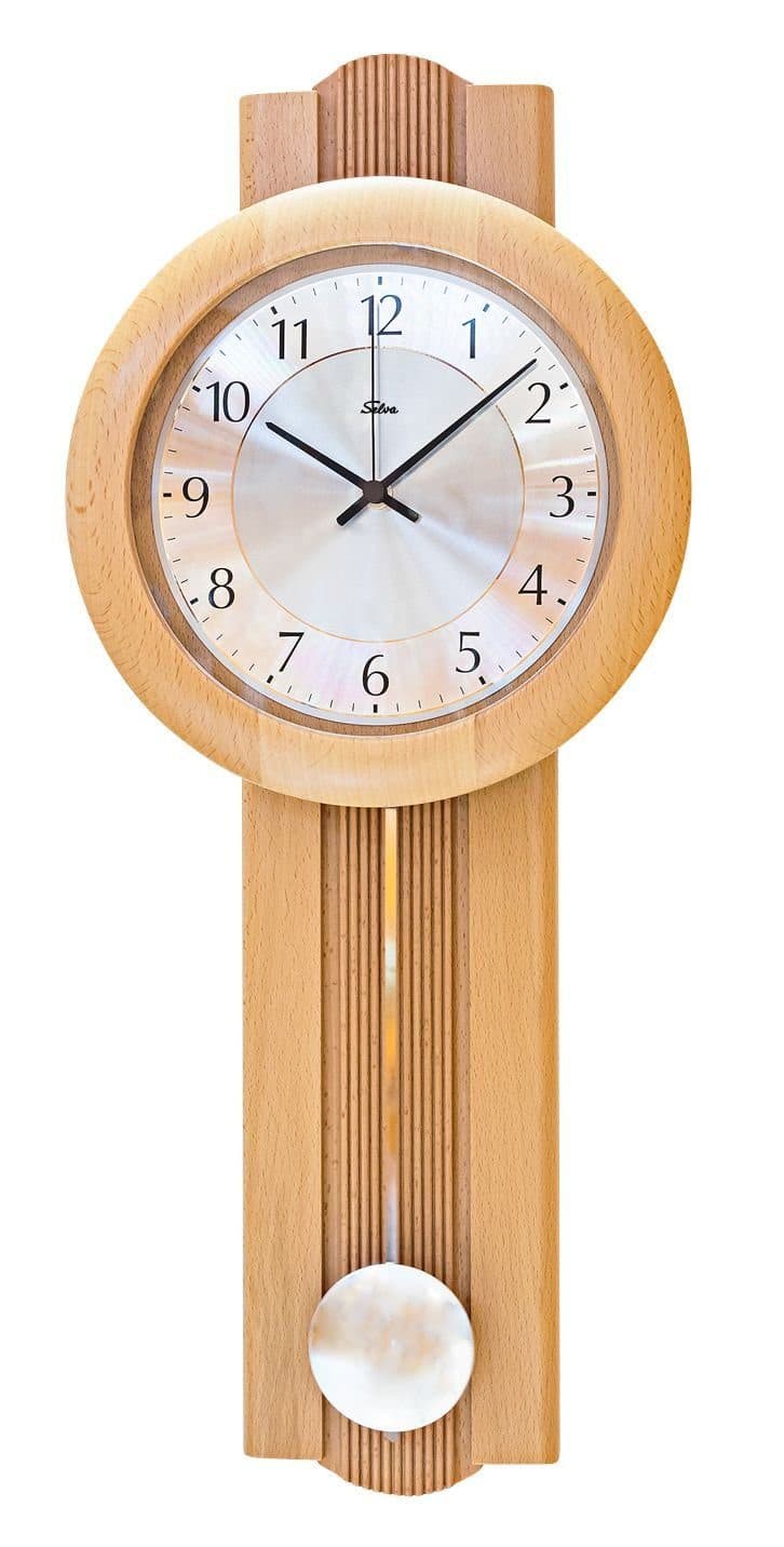 Selva Technik Funk-Pendelwanduhr Buche Silber Dornbirn