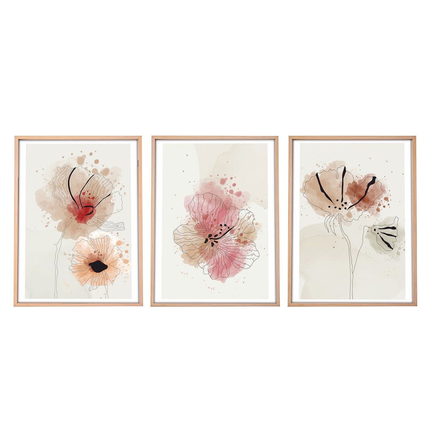 Wallity 3-teiliges gerahmtes Wandbild MDF Massivholz 50x70 cm - Bild 2