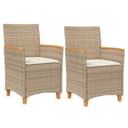 vidaXL Gartenstuhl mit Kissen Beige Poly Rattan Massivholz 2er Set Bild 2