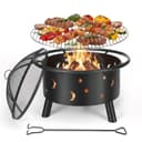oyajia Feuerschale 73,5cm Stahl Grillrost Funkenschutz Schwarz Bild 2