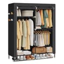 SONGMICS Kleiderschrank Stoffschrank 3/4 Hängefächer Ablagen Seitentaschen Schwarz Bild 2