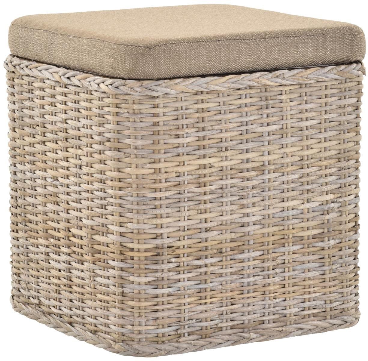 Krines Home Sitztruhe Rattan Grau Natur mit Deckel - Bild 2