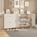 FUROKOY Schuhschrank Weiß Schuhregal Schuhkipper mit 2 Klappen und Kippsicherung Bild 2