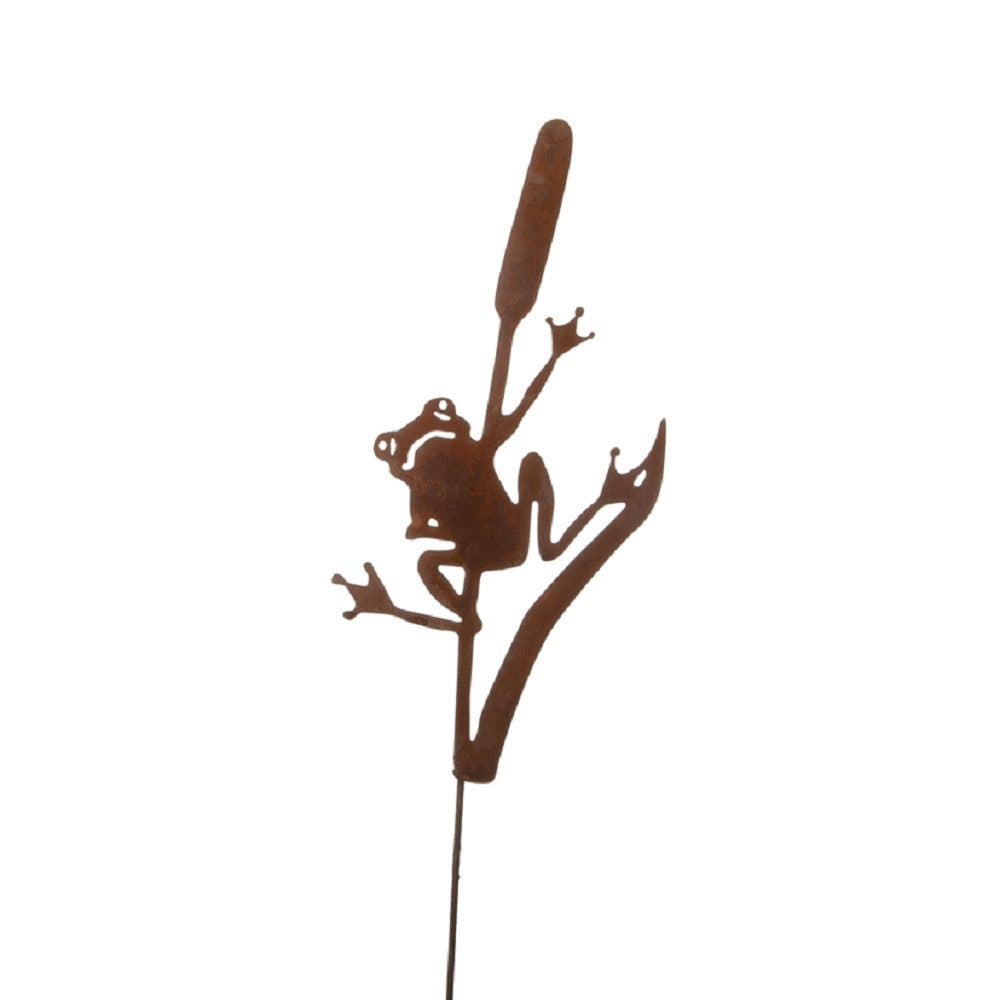 Dragimex Gartenstecker Metall Frosch auf Rohrkolben
