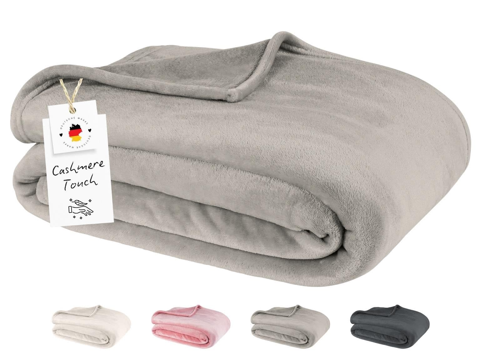 Carpe Sonno Wohndecke Kuscheldecke Beige Grau Mikrofaser Sofa Couch - Bild 2