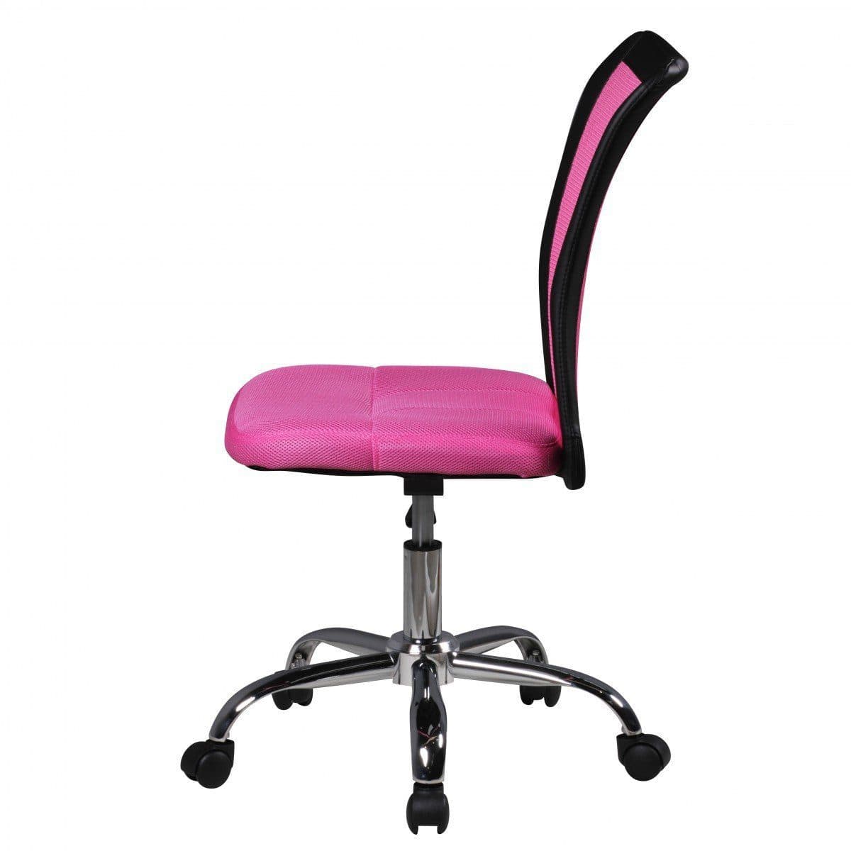 FINEBUY Drehstuhl Kinder Schreibtischstuhl SALERNO Bürostuhl Jugendstuhl Stoff mit Lehne & Weichbodenrollen bis 60 kg, Kinderschreibtischstuhl Pink für Kinder ab 6 - Bild 2
