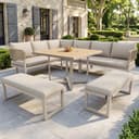 Flieks Gartenlounge-Set 10-Sitzer Beige Metall Kunstholz Bild 2