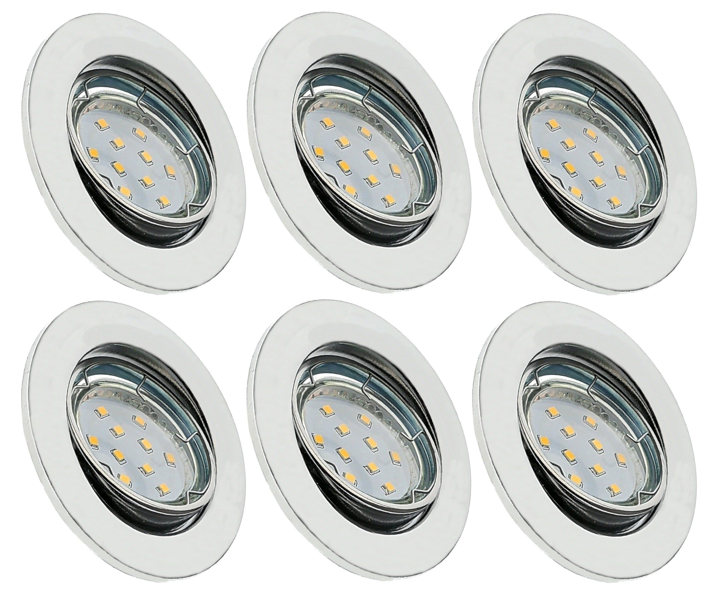 TRANGO LED Einbaustrahler 6er Set Chrom-Optik 3000K Warmweiß Dimmbar - Bild 2