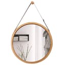 Verstellbarer Bambus- und Leder-Badspiegel, Natur, 45x45x1cm Bild 2